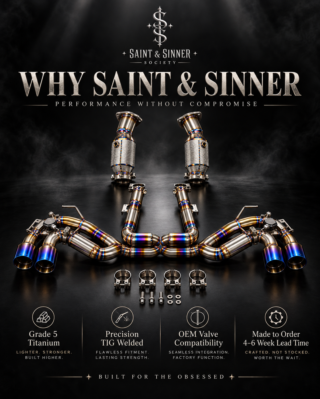 S&S C8 Stingray F1 Titanium Cat-back Exhaust +HFC